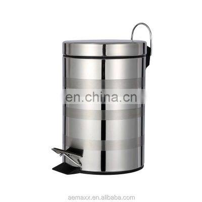 3L/5L/12L Metal Simple Pedal Bin Bathroom Household Trash Bin Stainless Steel Trash Can photo-2