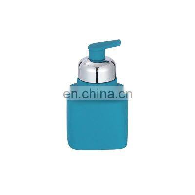 Ceramic square blue rubber paint bathroom set Lotion Bottle