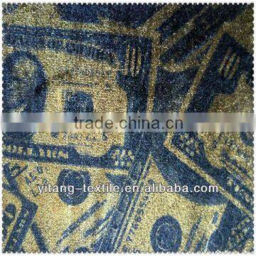 New design printed money velvet for garment