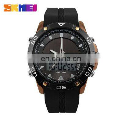 SKMEI 1064 Fashion LED Digital and Quartz Dual Display Solar Sports Watch 50M Waterproof Diving Watches Men Relogio