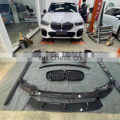 Runde Carbon Fiber Material Black Samurai Style Front Lip Rear Lip Side Skirt Grille Top Wing Spoiler For BMW X05 G05 Body Kit