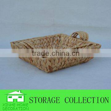 S/3 Square Water Hyacinth Woven Gift Tray With Handles photo-2