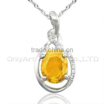 hot sales yellow CZ 925 sterling silver pendant