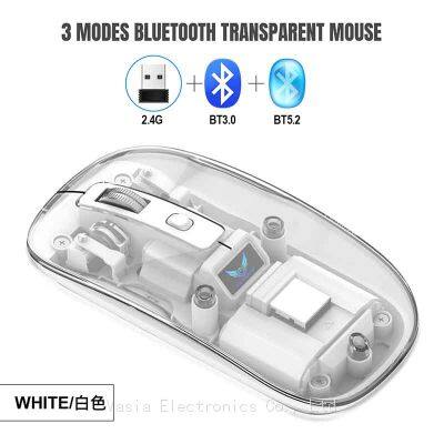 Transparent high quality wireless BT mouse wireless transparent 2.4g mouse three-mode connection