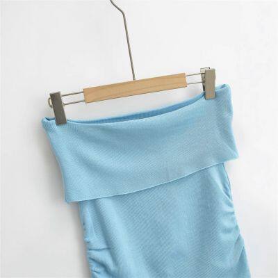 Spring New European and American Style Women's Retro Round Neck Temperament Niche Sexy off Shoulder One Shoulder Top photo-2