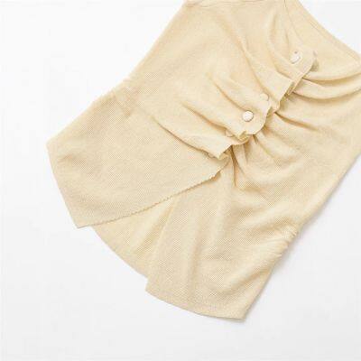 2025 Spring New Knitted Shirt Women's European and American Style Round Neck Solid Color Loose Hoodie With Wrinkles photo-5