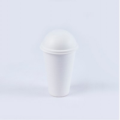 80mm Bagasse Disposable Dome Lid With Straw Hole