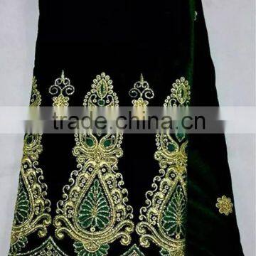 T235-3 green high quality 100% korea velvet african george fabric from india