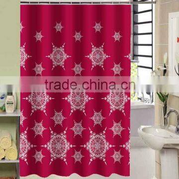 Large snowflake pringting 100% polyester shower curtain for hotel, family, waterproof bath curtain