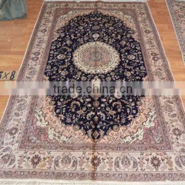 5'x8' Grey Background Persian Carpet Double Knots Handmade Cotton Carpet