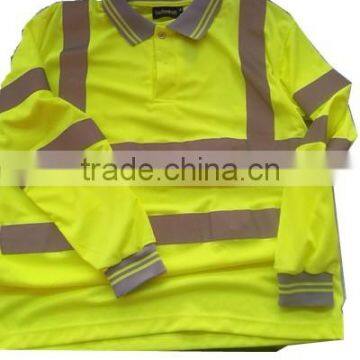 yellow long sleeve hi visibility reflective polo T-shirt