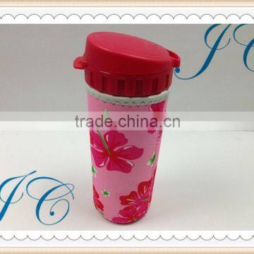 Custom Neoprene coffee milk tea cup cooler holder sleeve with flowers printing