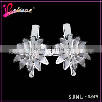 Metal silver flower hair clip jewelry hair accessories wholesale girls hairpin