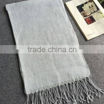 Wholesale Korean Fashion Solid Color Plain Tassel Women Linen Scarf photo-3