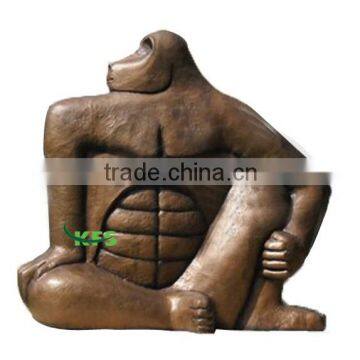 Bronze abstract sitting gorilla statue