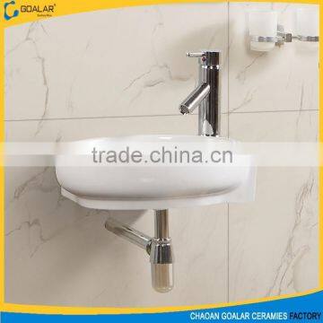 Popular small size wall hung sink ceramic corner wash basin