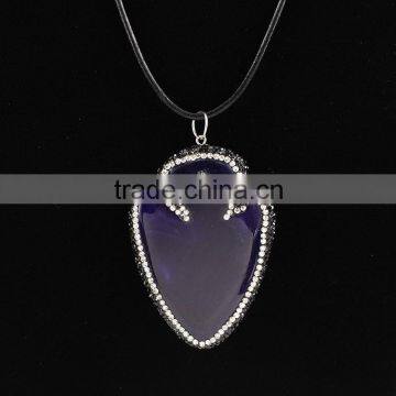 PC1612 Crystal Pave Agate Arrowhead Pendants,gemstone Pave Diamond Arrow Head Pendants photo-3