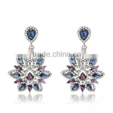 New Charm Fashion Crystal Rhinestone Water Drop Leaf Flower Dangle Drop Earrings photo-5