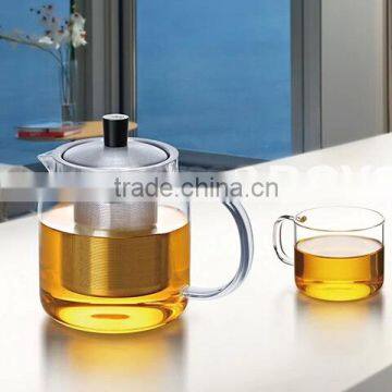 SAMADOYO 470ML Clear Glass Teapots With Stainless Steel Filter/ Infuser/Strainer For Sale