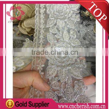 2016 factory selling white color lace cheap 9cm china voile lace trimming lace trim for sweater and wedding dress