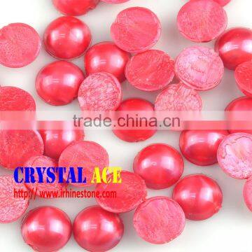 Siam red color 7mm half cut plastic ABS pearl beads in bulk in China