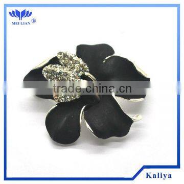 BLACK FLOWER RHINESTONE BROOCH WHOLESALE