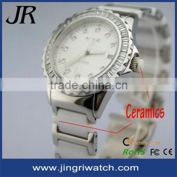 Ceramic quartz watches sappire vogue ladies watches OEM Japan movt water resistant