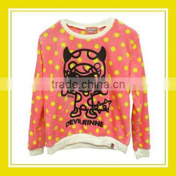 2016 Fashion Products Bros Devil Baby Rinne Women Printed Long Sleeve Pink Yellow Dotted Fleece Sweater