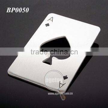Promotion Beer Gifts Spades A Printed Brushed Stainless Steel Metal Playing Card Shaped Poker Bottle Opener photo-3