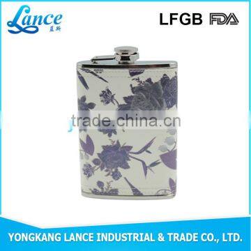 Goood quality new design car horns swift stainless steel hip flask with leather body suit