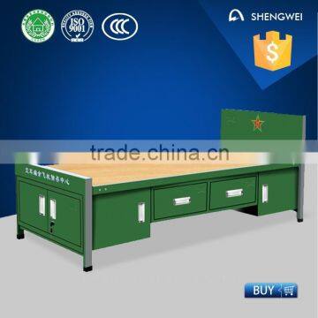 luoyang shengwei single metal bed with 2 storage locker