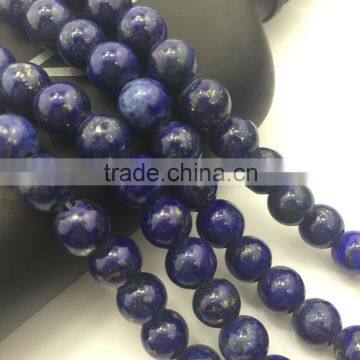 2.0mm Large Hole Hot Selling Round Lapis Lazuli Gemstone Loose Beads Approximate 15.5 Inch