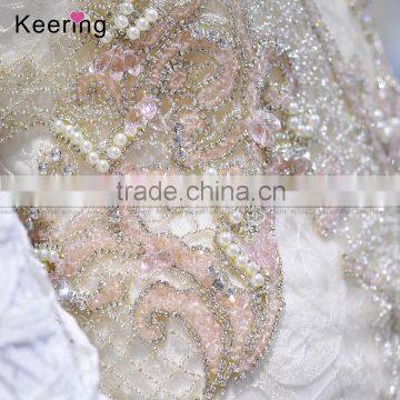 One Set Pink Beads Handmade Decorative Dress Patch for Women WDP-021 photo-3