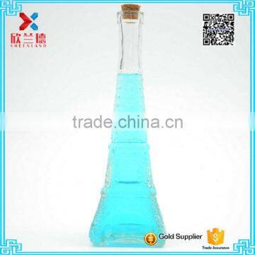 Christmas gift Eiffel Tower shape glass wishing bottle with cork 350ml