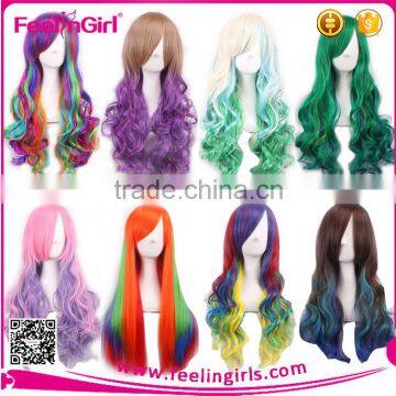 Exported Fancy Mixed Color Synthetic Cosplay Wigs Caps