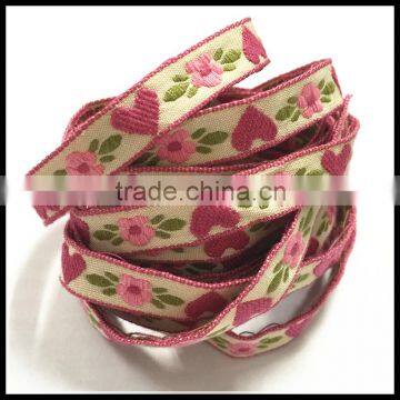 Pink Heart Printed Embroidery Ribbon Manufacturing in Dongguan for Decoration photo-3