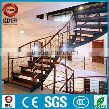 Customized interior wooden Curve stairs with double stringer                        
                                                Quality Choice