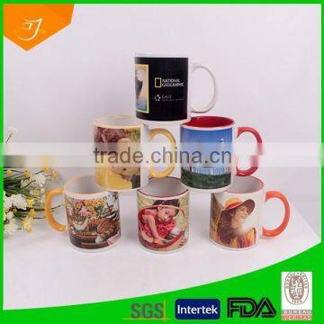 Hot Selling Ceramic Blank Sublimation Mug With Rim And Color Handle