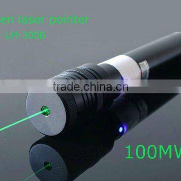 2008 High power 100 mw green laser pointer 532 nm Rotating head&adjustable