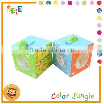 Wooden Cartoon pattern printed coin savingbox,cash box OEM