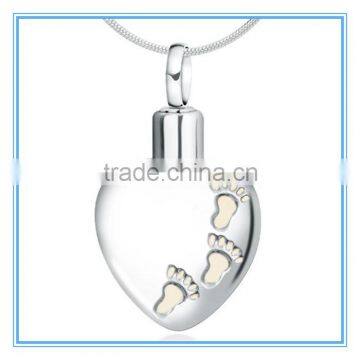 Personalised Footprints Ashes Memorial Locket Stainless Steel Necklace