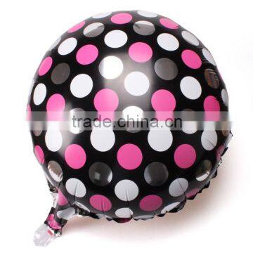 18inch round black pink polka dot metalic plain helium foil balloons