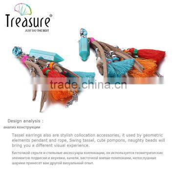 Fashion Jewelry Vintage Bohemian Ethnic Beautiful Colorful Tassel Dangle Earring photo-3