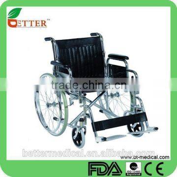 Chrome Steel Flip-up Armrest and Detachable Footrest Wheelchair