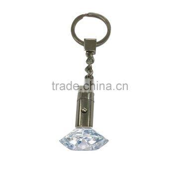 Wholesale crystal diamond shape keychain with LED light for wedding favors gifts