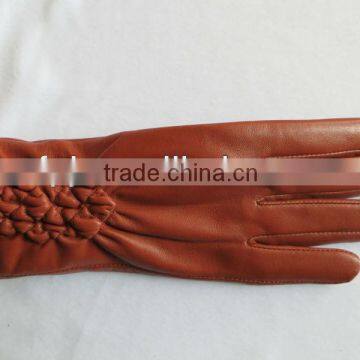 Lady leather gloves thick warm autumn/winter women's palm red skins