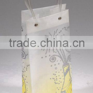 pvc tube handle wine bottom plastic bag