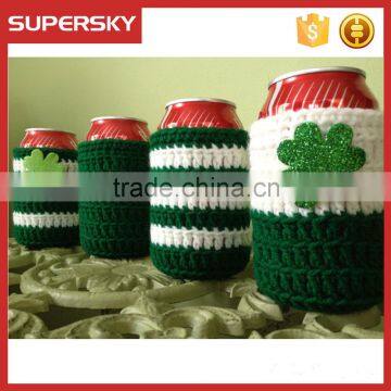 V-585 Beer can hugger knitting soda bottle cover cable pattern christmas drink bottle covers bag