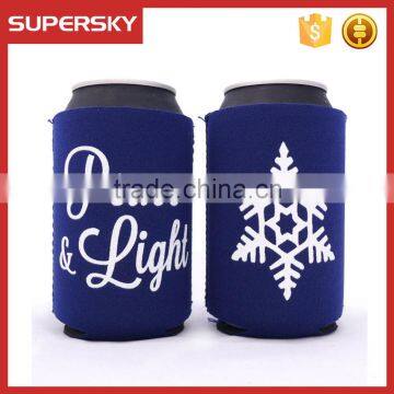 V-590 unique neoprene collapsible can holder cooler cover bag holiday snowflake christmas drink can cooler bag