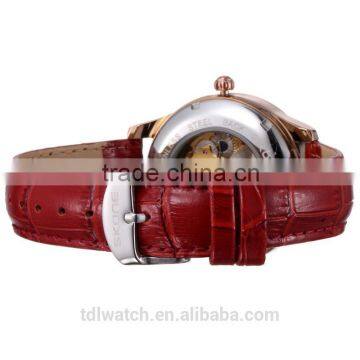 Genuine Leather Nice Peacock Dial Ladies Skeleton Watch photo-6